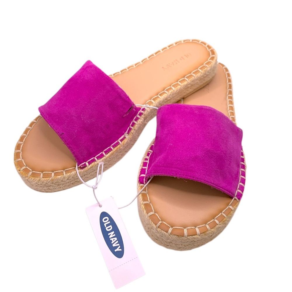 OLD NAVY Fuschia Faux-Leather Slide Sandals